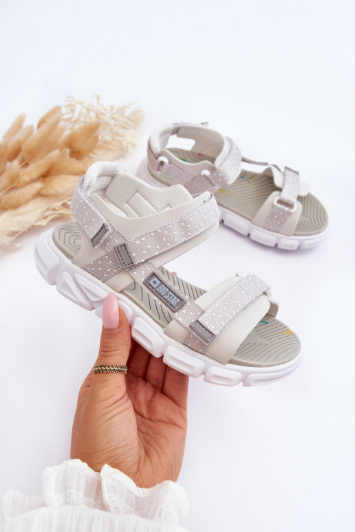 Sandalias Infantiles con cierres adhesivos Big Star LL374201 Color blanco-plata
