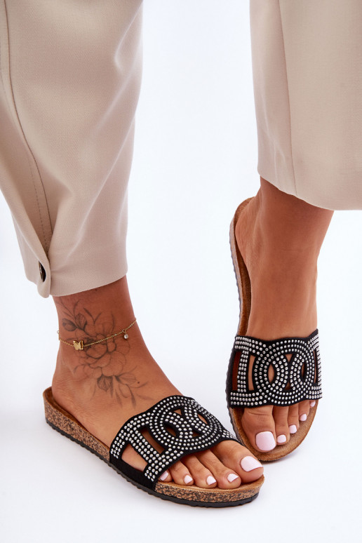 Pantuflas de Mujer Tachas Decoradas color negro Evelins Pantuflas de Mujer Tachas Decoradas color negro Evelins