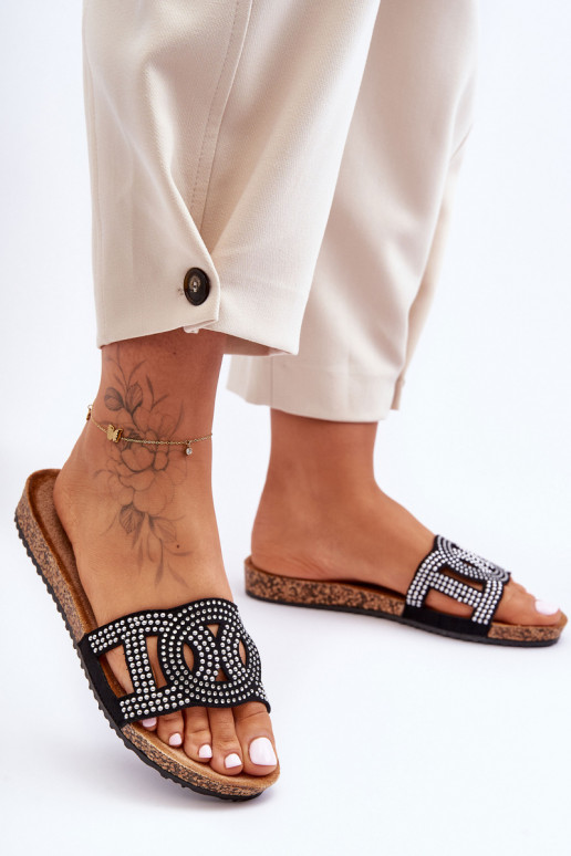 Pantuflas de Mujer Tachas Decoradas color negro Evelins Pantuflas de Mujer Tachas Decoradas color negro Evelins