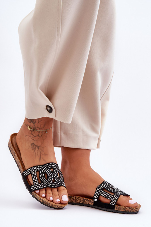 Pantuflas de Mujer Tachas Decoradas color negro Evelins Pantuflas de Mujer Tachas Decoradas color negro Evelins