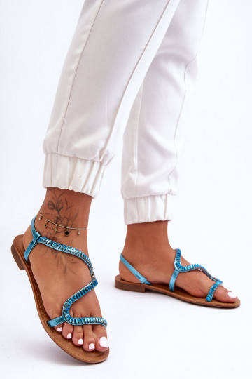 Sandalias slip-on de mujer con bonitos detalles en color azul Hayen