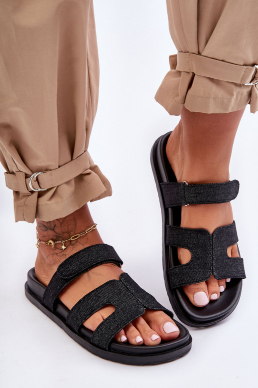 Pantuflas con cierres adhesivos en negro Jose