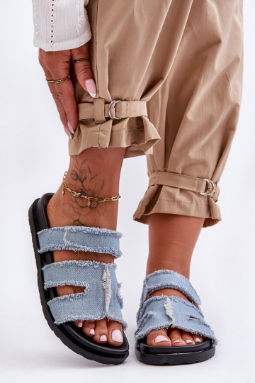 Pantuflas con cierres adhesivos en color azul Lamirose 2