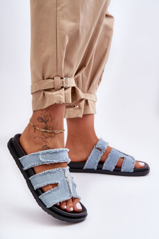 Pantuflas con cierres adhesivos en color azul Lamirose