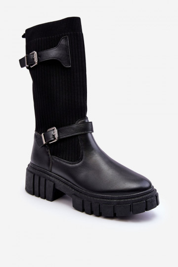botas largas con suela tipo calcetín en color negro Abroze