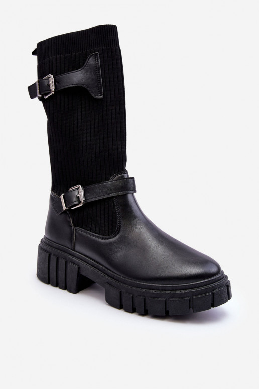 botas largas con suela tipo calcetín en color negro Abroze