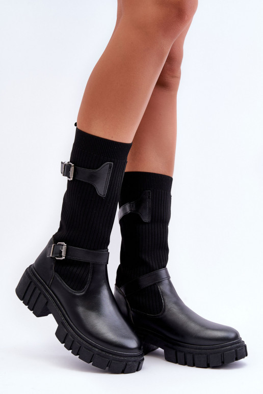 botas largas con suela tipo calcetín en color negro Abroze