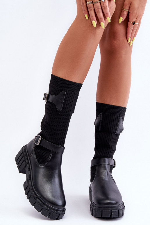 botas largas con suela tipo calcetín en color negro Abroze