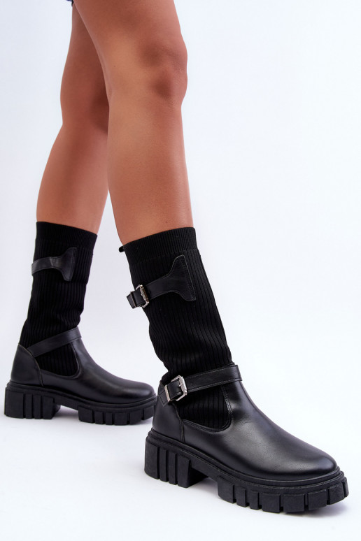 botas largas con suela tipo calcetín en color negro Abroze