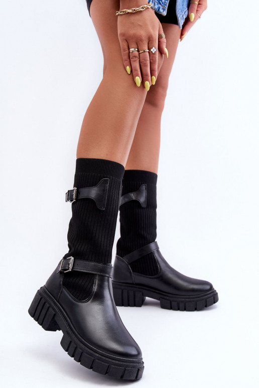 botas largas con suela tipo calcetín en color negro Abroze