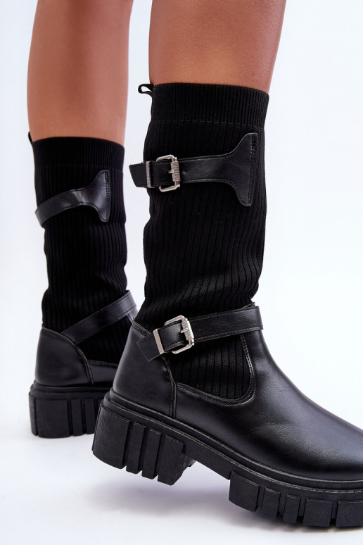 botas largas con suela tipo calcetín en color negro Abroze