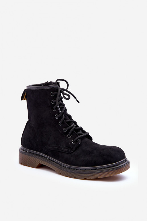 Botas de ante con tacón ancho color negro Asteoris