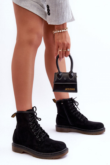 Botas de ante con tacón ancho color negro Asteoris 2