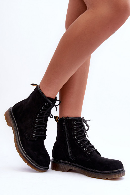 Botas de ante con tacón ancho color negro Asteoris