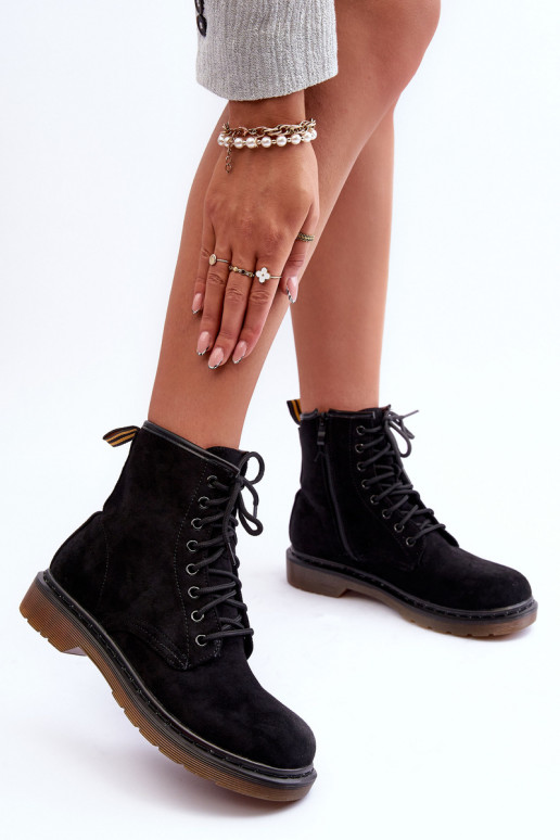 Botas de ante con tacón ancho color negro Asteoris