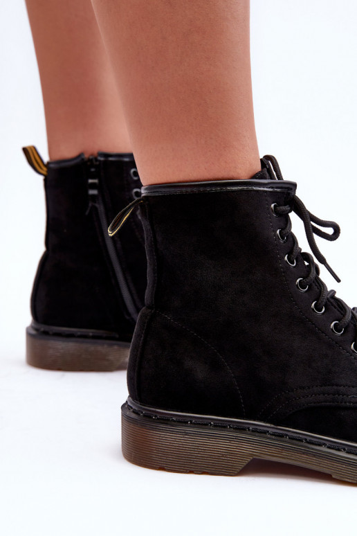 Botas de ante con tacón ancho color negro Asteoris