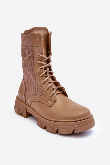 botines con cordones beige Marlissa