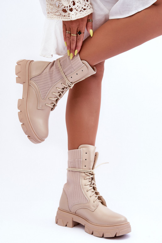 botines con cordones beige Marlissa botines con cordones beige Marlissa