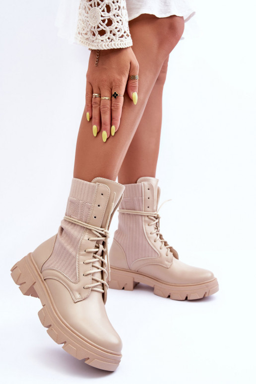 botines con cordones beige Marlissa botines con cordones beige Marlissa