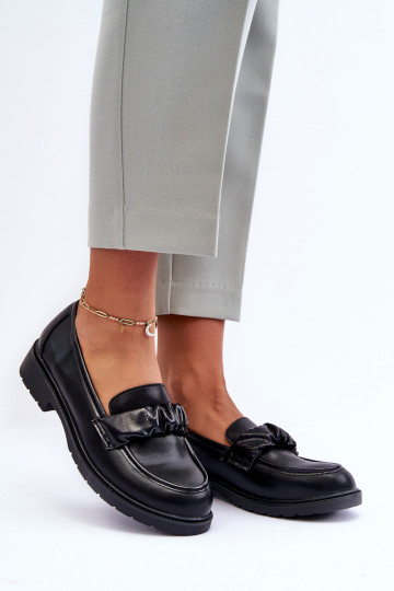 Zapatos mocasines con tacón ancho color negro S.Barski HY335