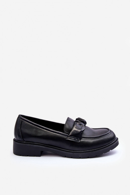 Zapatos mocasines con tacón ancho color negro S.Barski HY335