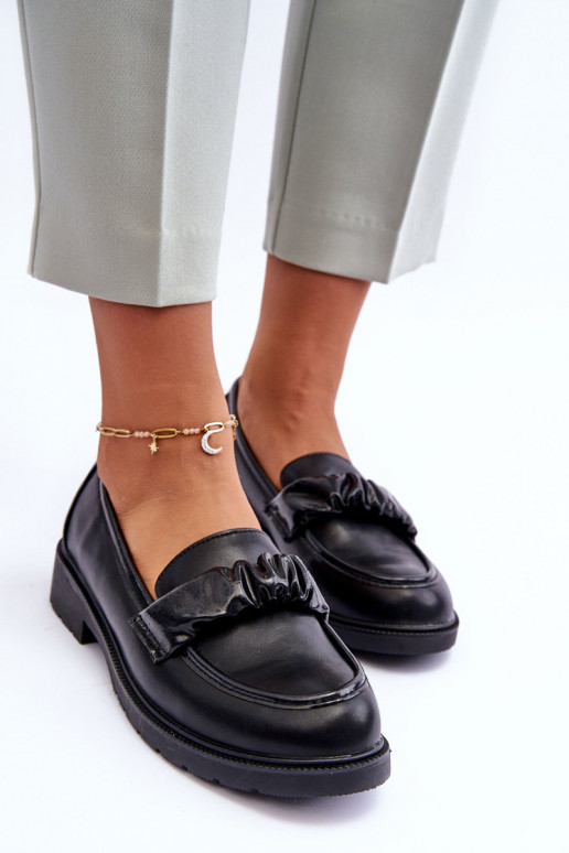 Zapatos mocasines con tacón ancho color negro S.Barski HY335