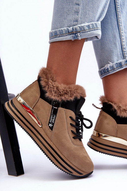 Zapatillas con plataforma y pelo en beige Jamarie Zapatillas con plataforma y pelo en beige Jamarie