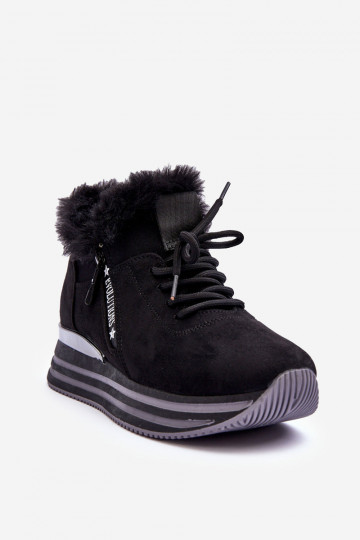 Zapatillas con plataforma y pelo en negro Jamarie