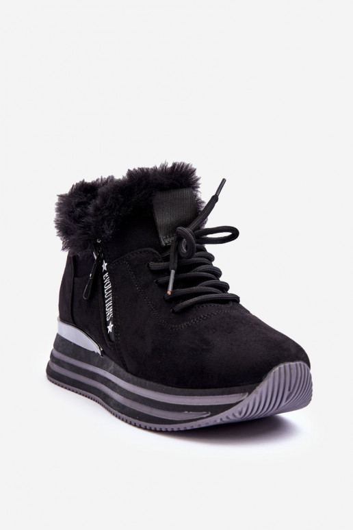 Zapatillas con plataforma y pelo en negro Jamarie