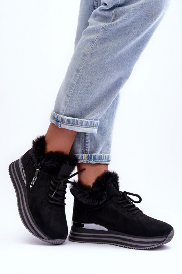 Zapatillas con plataforma y pelo en negro Jamarie 2