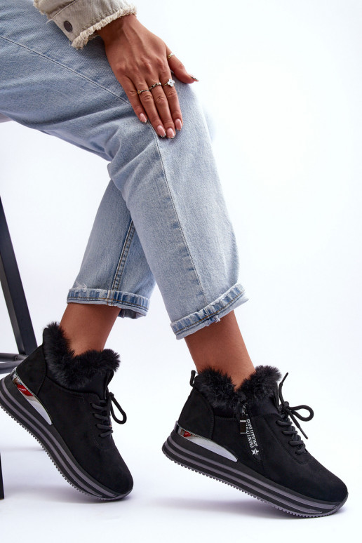 Zapatillas con plataforma y pelo en negro Jamarie