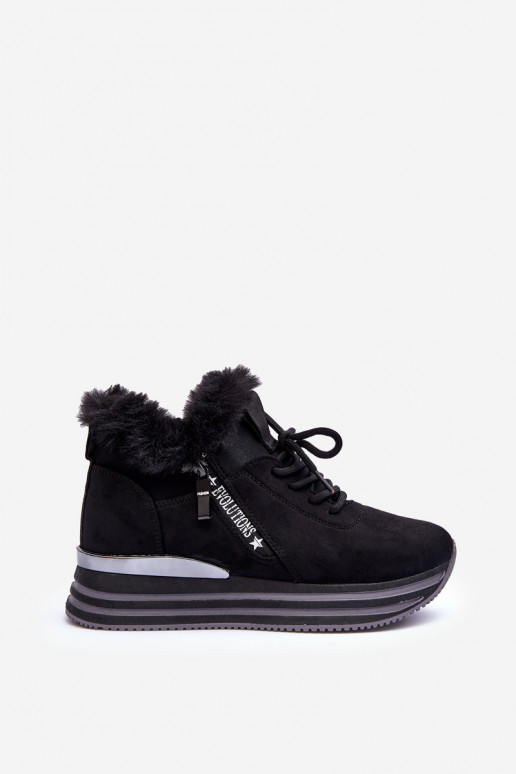 Zapatillas con plataforma y pelo en negro Jamarie
