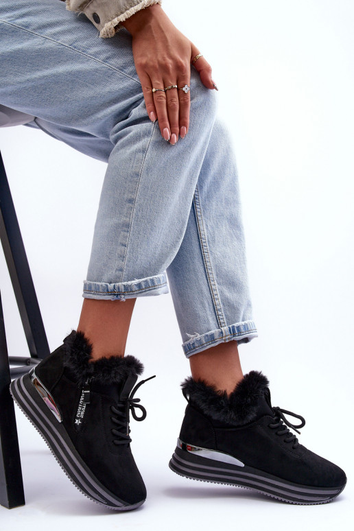 Zapatillas con plataforma y pelo en negro Jamarie