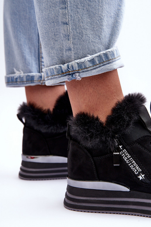 Zapatillas con plataforma y pelo en negro Jamarie