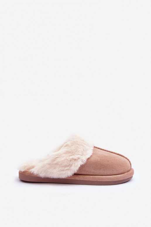Pantuflas con pelo beige Pinky
