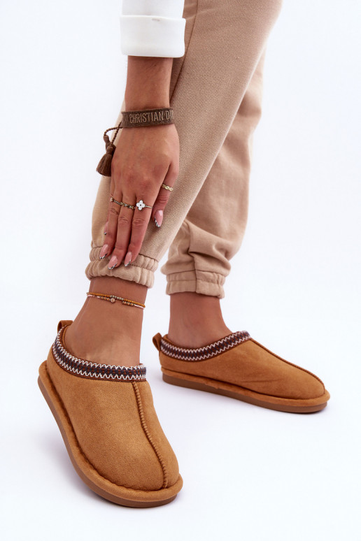 Pantuflas Polinna marrón de ante y pelo