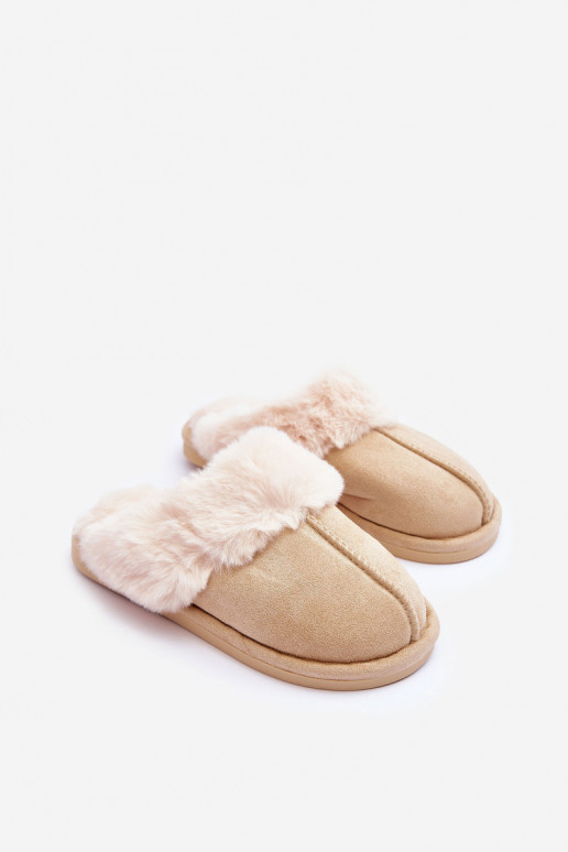 Pantuflas con pelo en marfil Pinky
