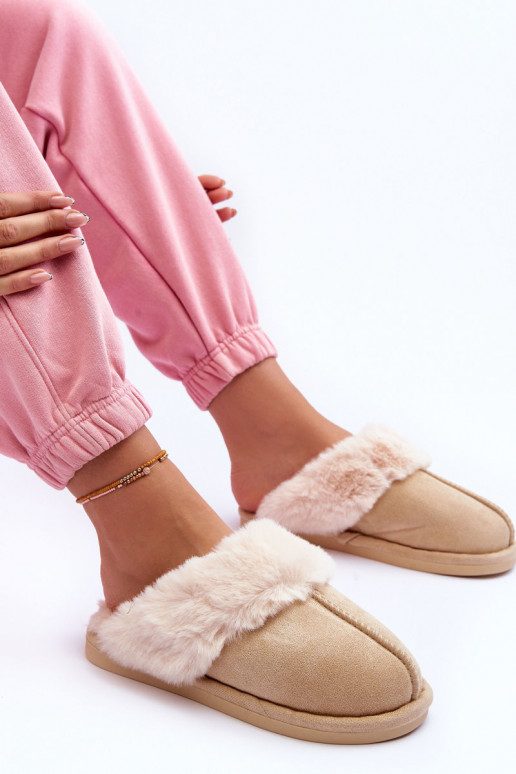 Pantuflas con pelo en marfil Pinky