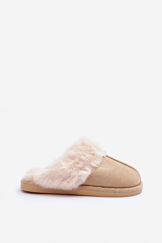 Pantuflas con pelo en marfil Pinky