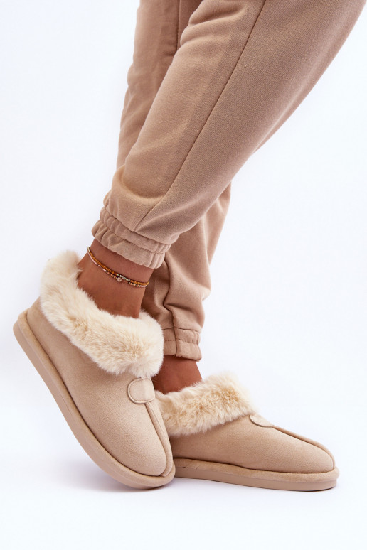 Pantuflas con pelo en marfil Lanoze