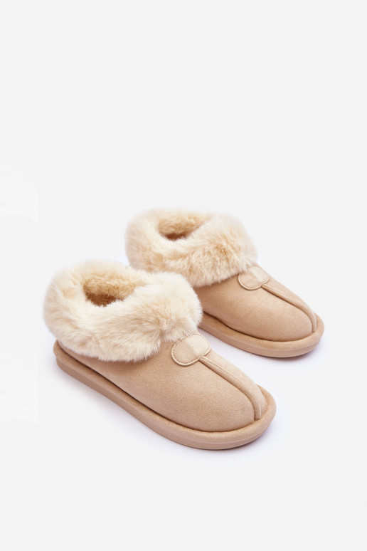 Pantuflas con pelo en marfil Lanoze