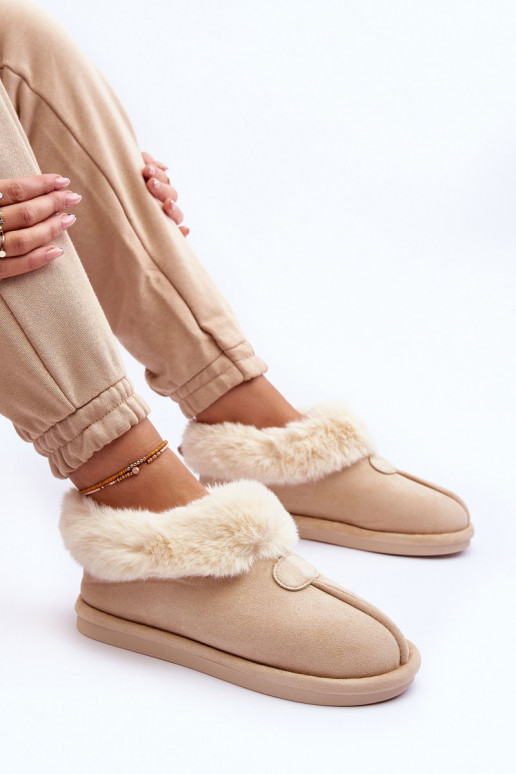 Pantuflas con pelo en marfil Lanoze