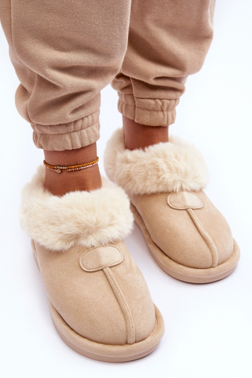 Pantuflas con pelo en marfil Lanoze