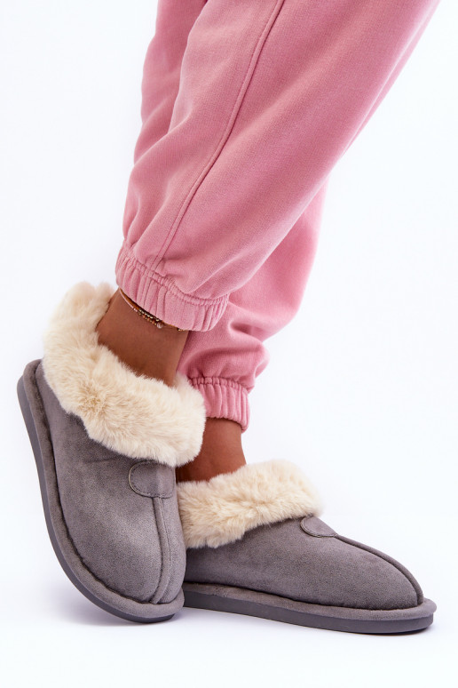 Pantuflas con pelo en color gris Lanoze
