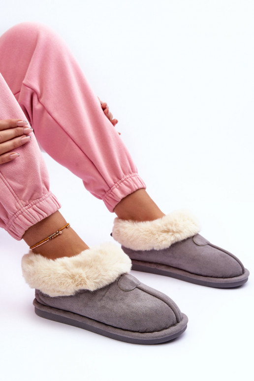 Pantuflas con pelo en color gris Lanoze