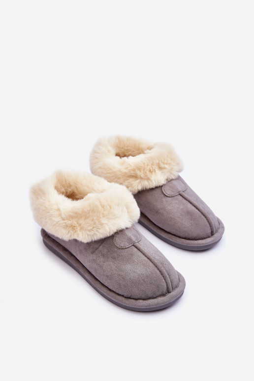 Pantuflas con pelo en color gris Lanoze