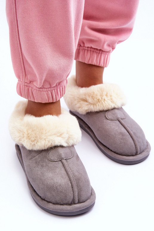 Pantuflas con pelo en color gris Lanoze