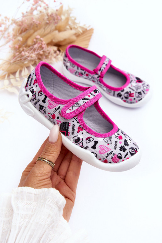 Zapatillas/bailarinas infantiles Befado 114X521 color gris-rosa Zapatillas/bailarinas infantiles Befado 114X521 color gris-rosa
