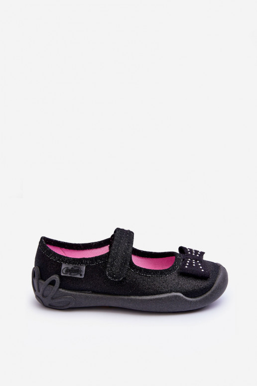 Zapatillas/bailarinas infantiles con cintas Befado 114X240 negro Zapatillas/bailarinas infantiles con cintas Befado 114X240 negro