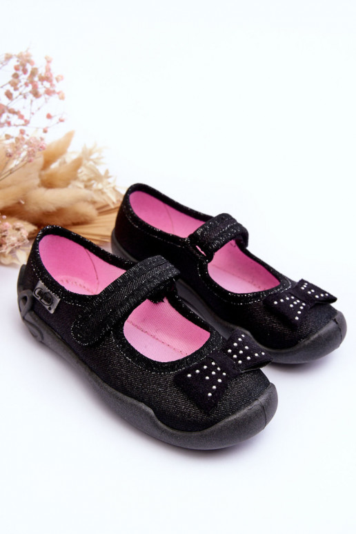 Zapatillas/bailarinas infantiles con cintas Befado 114X240 negro Zapatillas/bailarinas infantiles con cintas Befado 114X240 negro